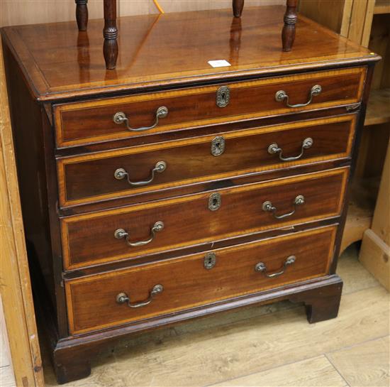 A George III satinwood banded mahogany chest, W.2ft 7in.